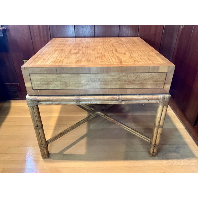 Vintage Henredon Single Drawer Bamboo Side Table For Sale In New York - Image 6 of 12
