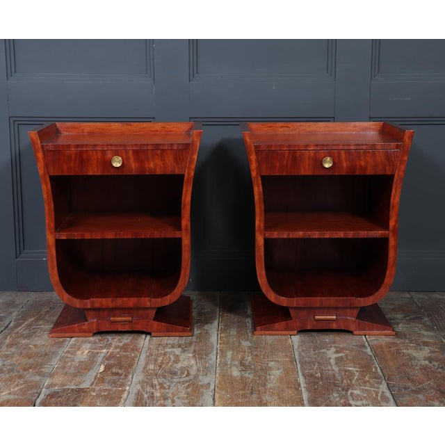 Art Deco French Tulip-Form Bedside Cabinets in Bubinga, 1925, Set of 2 For Sale - Image 6 of 14