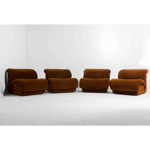 Modular Sofa in Rust Brown Velvet from Doimo, 1970s, Set of 5 For Sale - Image 9 of 17