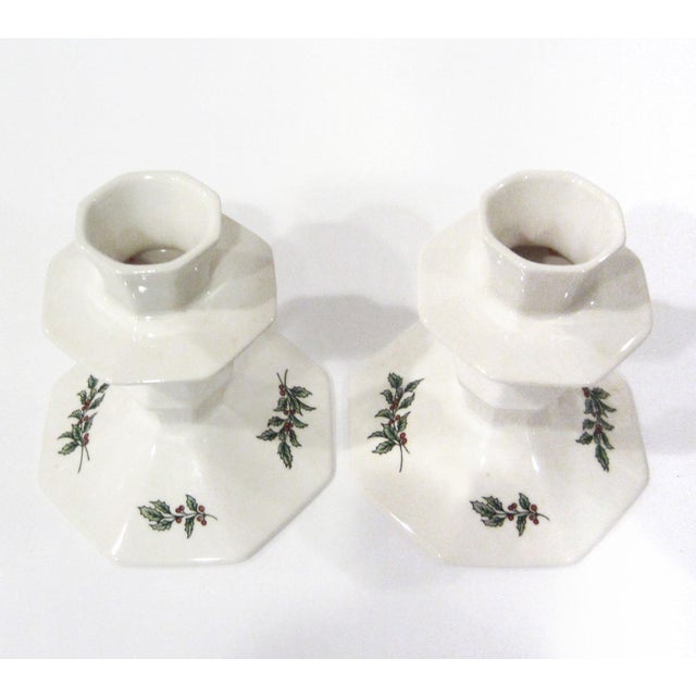 Vintage Christmas Holly Candlesticks Candle Holders A Pair Chairish