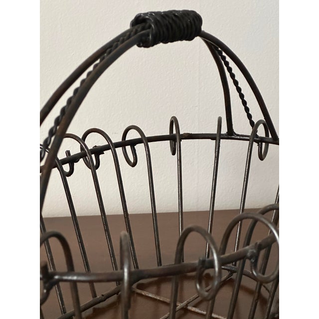 Black Vintage 1930s Oval Twisted Iron French Country Basket For Sale - Image 8 of 9