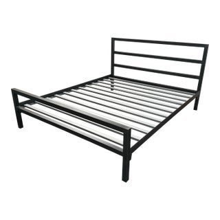 California King Room & Board Parsons Bed Frame, Natural Steel For Sale