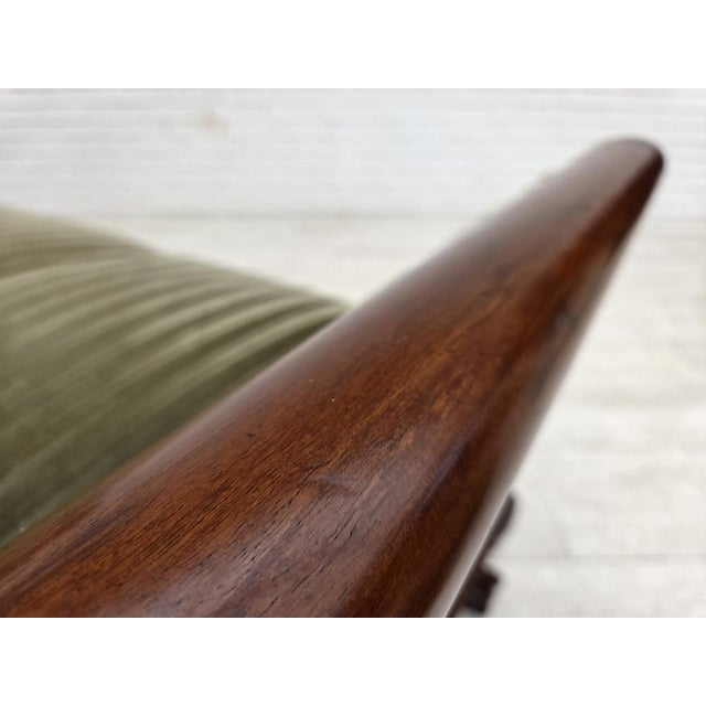 Danish 3-Seater Sofa in Green Furniture Velour and Teak Wood, 1950s For Sale - Image 9 of 17