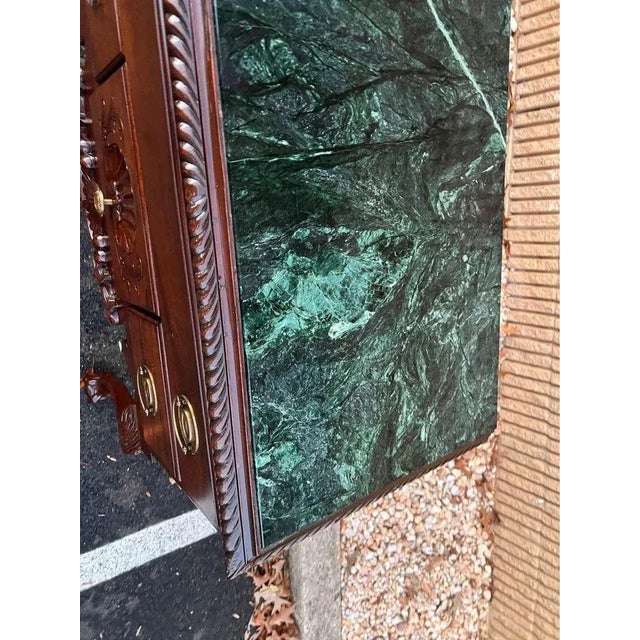 Chippendale Early 20th Century Chippendale Style Mahogany and Marble Inset Lowboy Table For Sale - Image 3 of 12