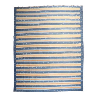 Zabihi Collection Indian Dhurrie Room Size Early 20th Century Rug - 10'5" x 14'7" For Sale