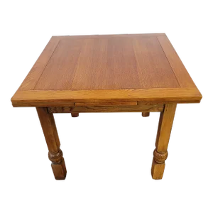 1930s Oak Draw Leaf Table 36 Squre Open 60