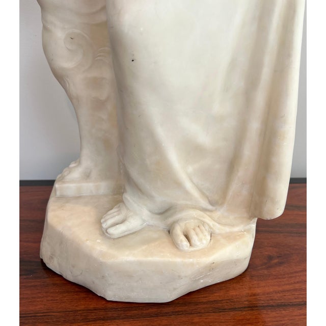Early 19th Century Carrara Marble Sculpture of a Romantic Young Girl with a Signed Jug For Sale - Image 10 of 12