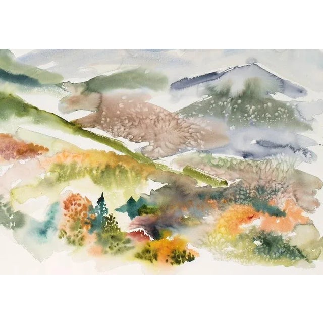 "Autumnal No. 12" Contemporary Original Abstract Mountain Landscape Watercolor Painting by Elizabeth Becker For Sale - Image 4 of 4