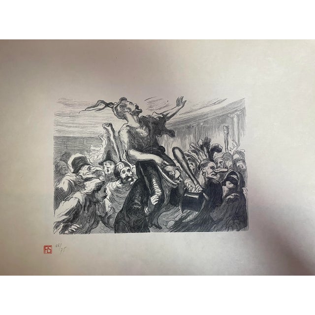 Paper Etienne After Honoré Daumier "La Mi-Careme - Au Bal De L'Opera," 1868, Engraving, Framed For Sale - Image 7 of 8