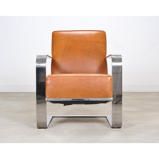 2000 - 2009 Ralph Lauren Modern Penthouse Chrome and Leather Lounge Chair For Sale - Image 5 of 18