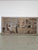 Vintage four panel folding Kabuki screen featuring food vendors preparing food outdoors and guests in the landscape of the...