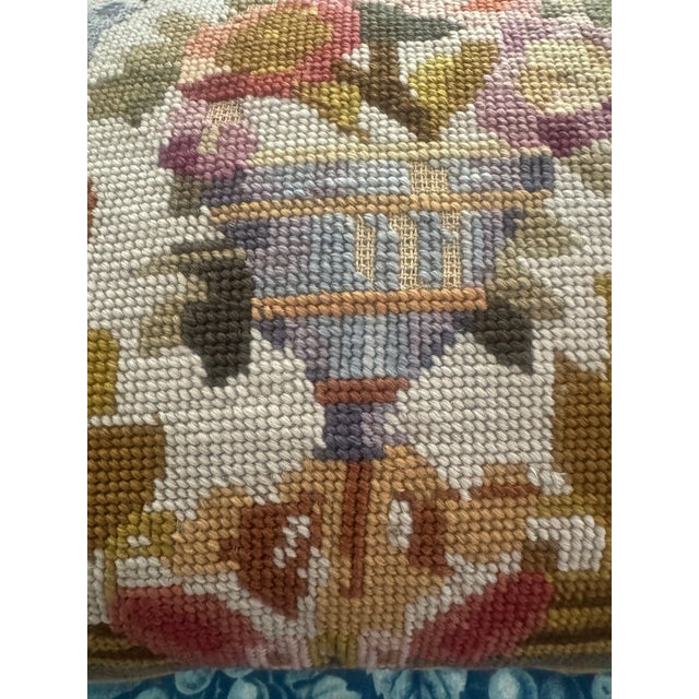 Neoclassical Style Urn and Bird Petit Point Needlepoint Pillow For Sale - Image 4 of 11