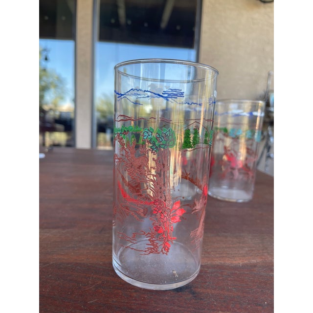 Mid-Century Modern 1960s Mid Century Western Hazel Atlas Davy Crockett Tumblers - Set of 3 For Sale - Image 3 of 6