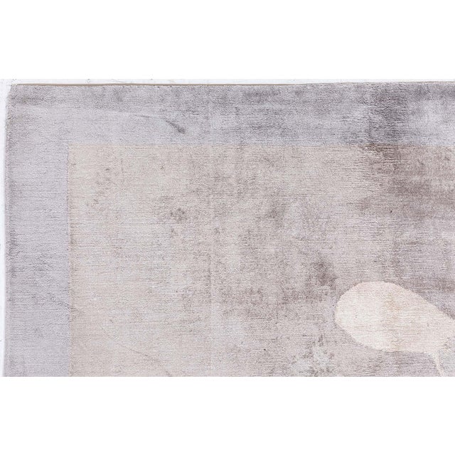 Early 21st Century Modern Tibetan 'Lily Design II' Silk Rug by Doris Leslie Blau For Sale - Image 5 of 8