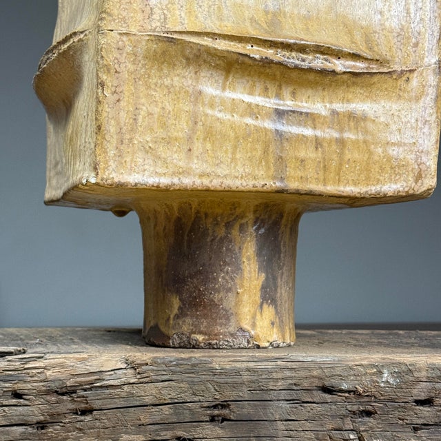 Vintage Monumental Brutalist Japanese Wood Fired Stoneware Vessel For Sale - Image 10 of 12
