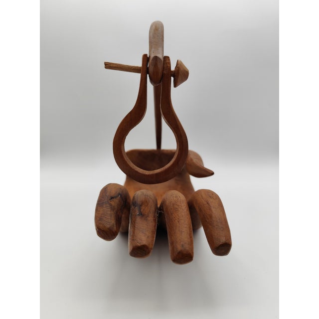 Sculptural Hand-Carved Wooden Wine Bottle Holder, 1950s For Sale - Image 3 of 9