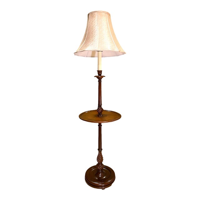 1970s Solid Mahogany Wood Floor Table Lamp Chairish