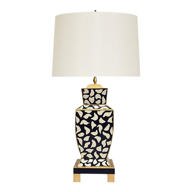 Leopard Painted Tole Lamp For Sale