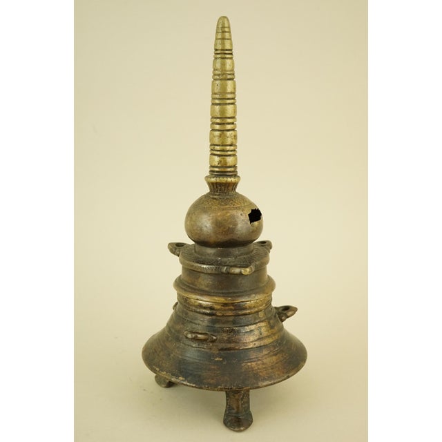 MEASUREMENTS: Height: 21 cm; Diameter: 9.5 cm; Weight: 0.645 kg Item : An antique ritual and travel inkwell (historically...