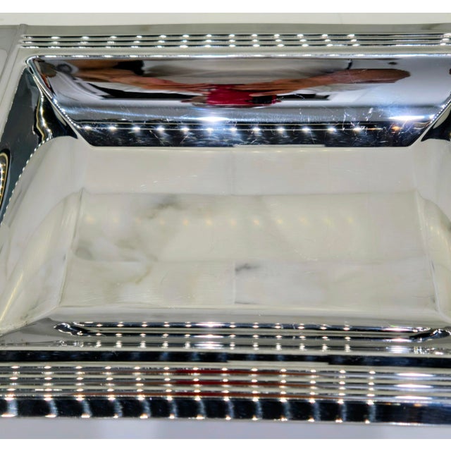 Metal Vintage French Couzon 18/10 Stainless Steel Bar Tray With Resin Handles – Art Deco Cocktail Serving Platter For Sale - Image 7 of 9