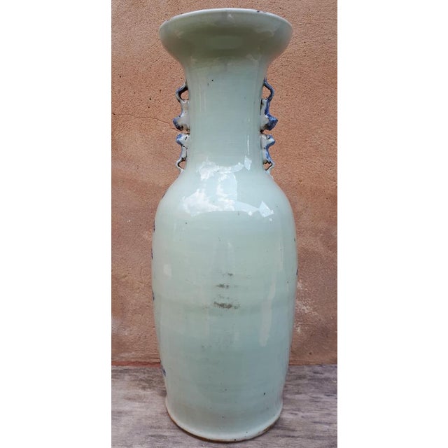 Large Celadon Vase with Shishis Decor, China, 19th Century For Sale - Image 11 of 16