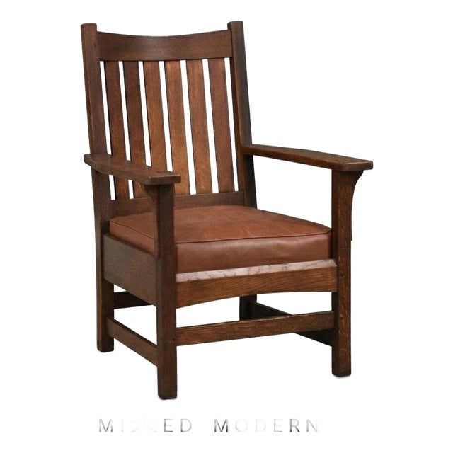 1910s L&jg Stickley Lounge Arm Chair Mission Arts and Crafts For Sale