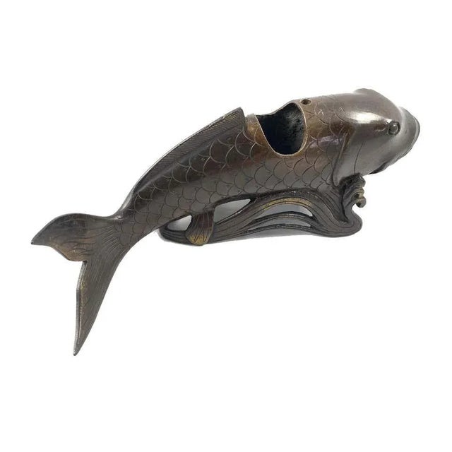 19th Century Oriental Bronze Carp-Shaped Incense Burner For Sale - Image 6 of 7