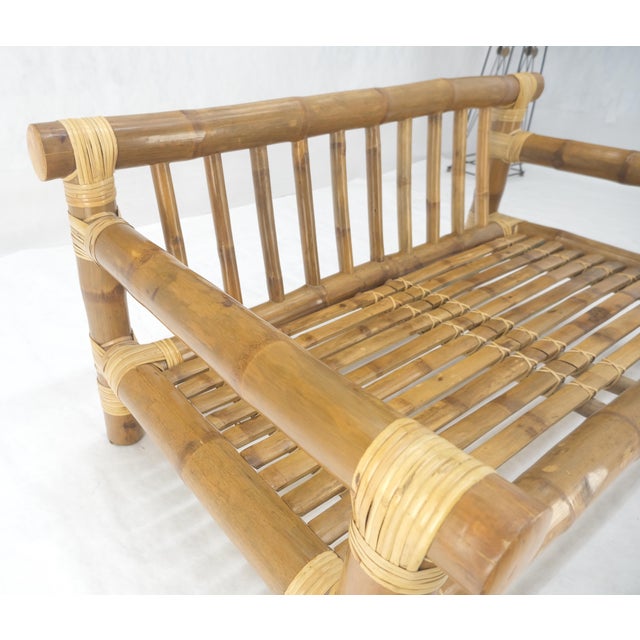 Thick Bamboo Frame Mid Century Modern c1970s Loveseat Sofa MINT