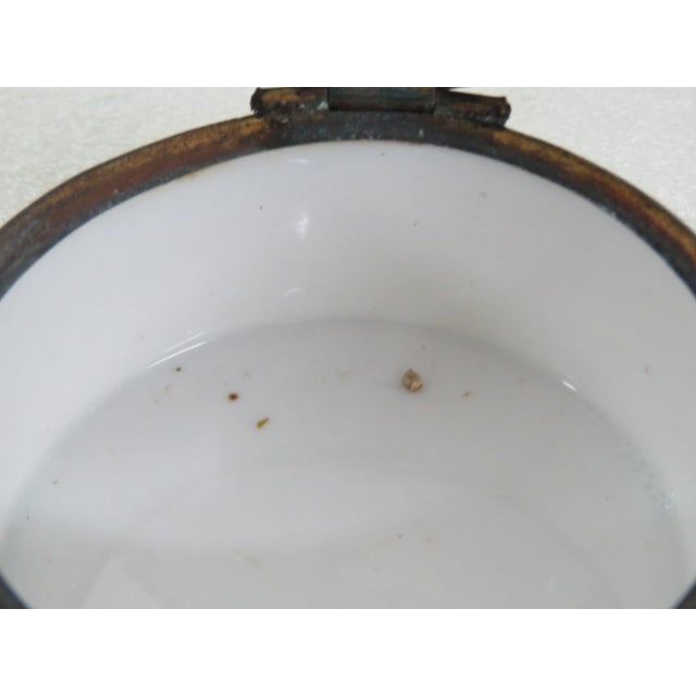 Metal Porcelain Hand Painted Neoclassical Cameo Trinket Jewelry Box For Sale - Image 7 of 12