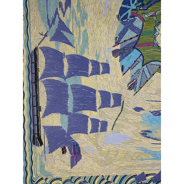 Nautical Authentic Original Hermès Art Advertisement Print Maritime Sailing Ships Silk Scarf Art Print Framed Nautical Wall Art French Luxury Decor For Sale - Image 3 of 5