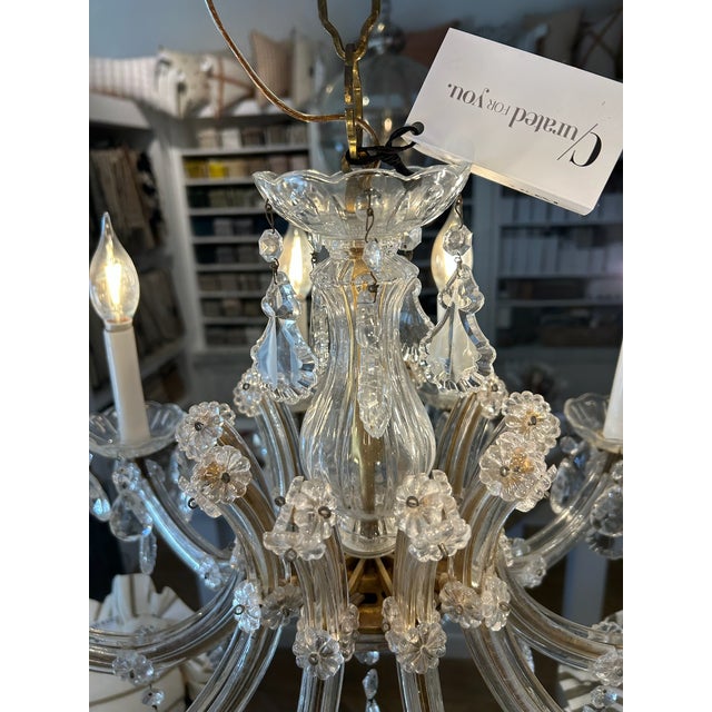 Vintage Crystal Chandelier With Gold Accents, 10-Light For Sale - Image 10 of 12
