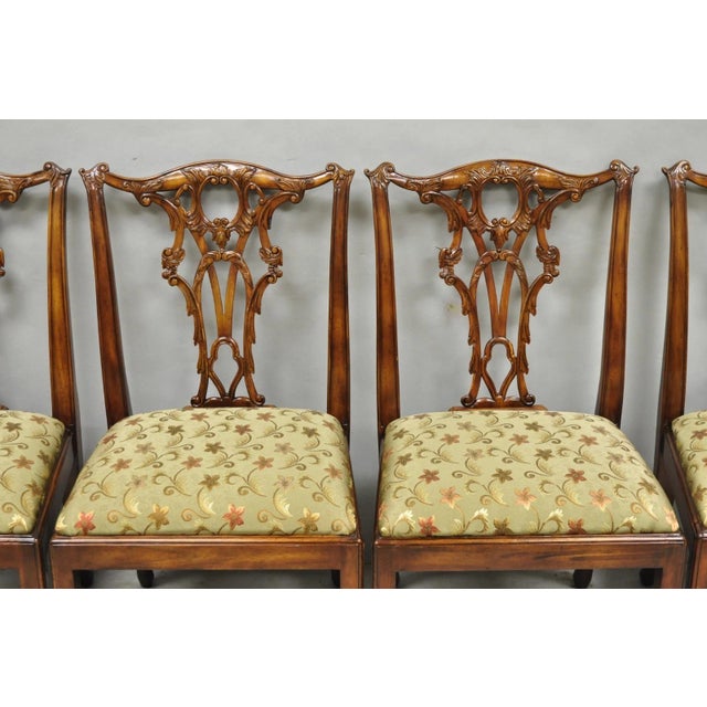 Chippendale Chippendale Style Carved Mahogany Dining Side Chairs Attr Theodore Alexander - 4 For Sale - Image 3 of 12