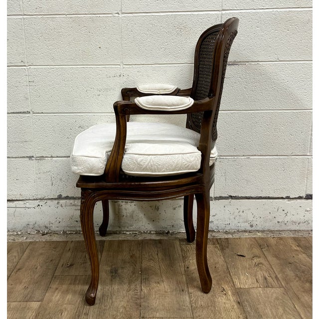 French Vintage Louis XV Style Caned Fauteuil Armchair For Sale - Image 3 of 6