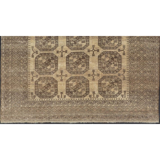Tribal Vintage Turkomen Ersari Rug With Gul Design in Brown, Gray, Tan & Sand Colors 8'2 X 9'6 For Sale - Image 3 of 12