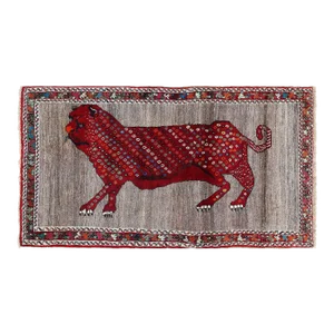 Fine Hand Knotted Persian Shiraz Lion Pictorial Patterns Rug
