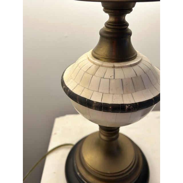 2000 - 2009 Currey & Company Table Lamps – Brass With Ivory Mosaic Inlay - a Pair For Sale - Image 5 of 6