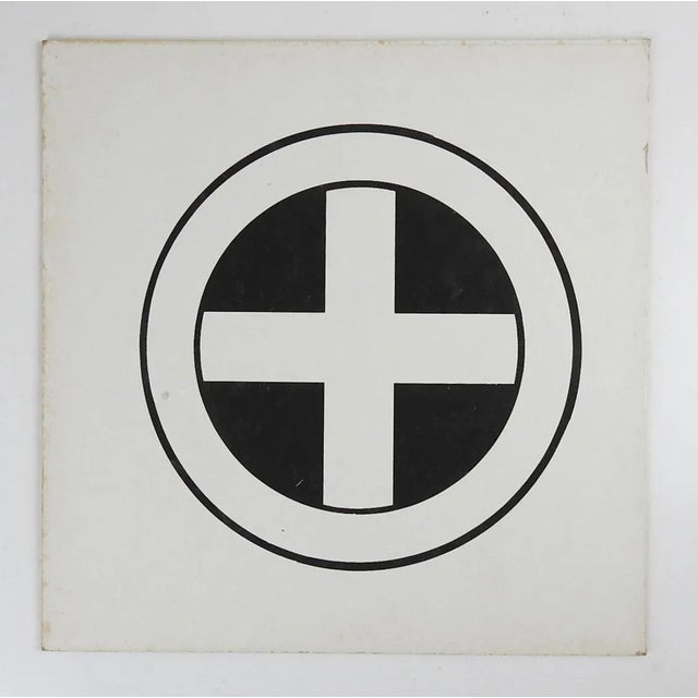 Mid 20th Century Vintage Black and White Cross Crest Graphic Cardboard Signs - Set of 4 For Sale - Image 5 of 7