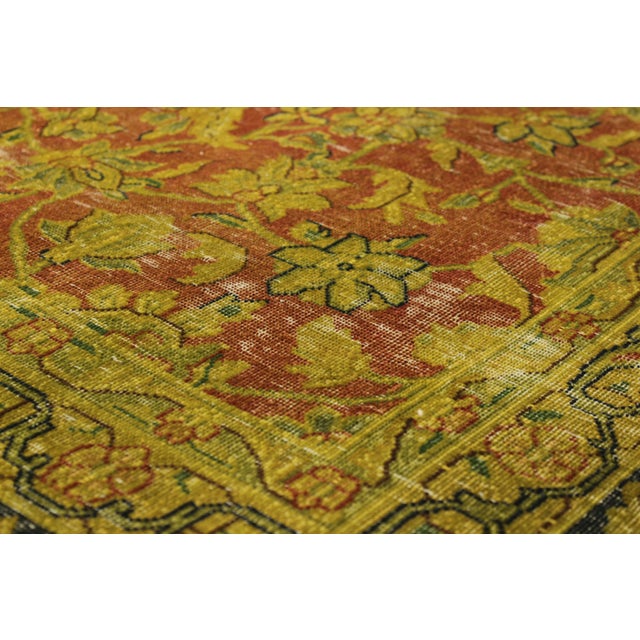 Shabby Chic Shabby Chic No Pile Persian Rust/Blue Wool Rug - 9'9'' X 12'8'' For Sale - Image 3 of 10