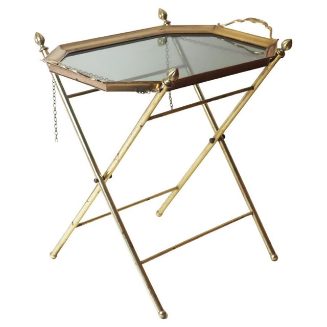 French Hollywood Regency Brass Tray Table, 1970s For Sale - Image 11 of 11