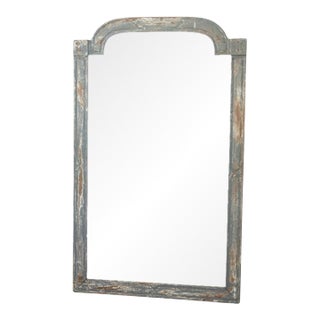 19th Century Louis XVI Style Blue Grey Carved Mirror For Sale