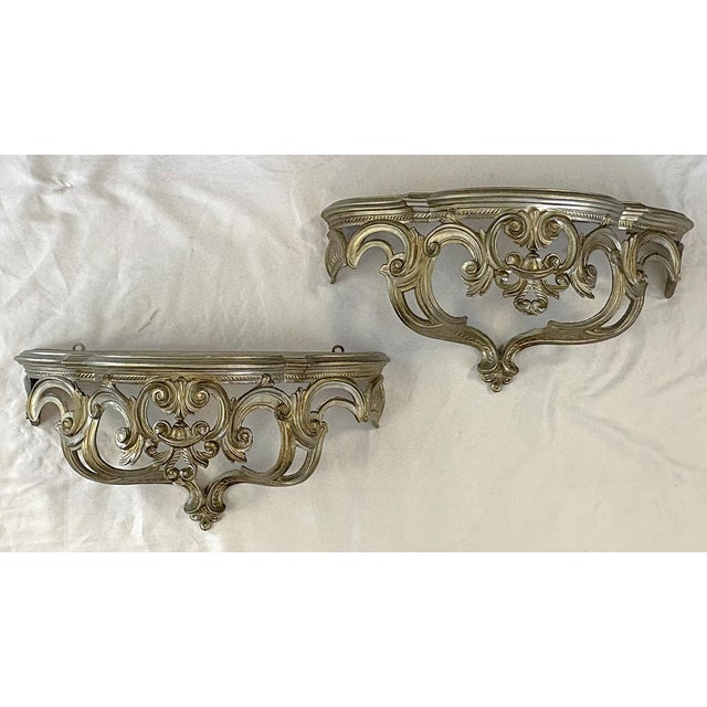Vintage Hollywood Regency Style Wall Console Shelves- A Pair For Sale - Image 4 of 18