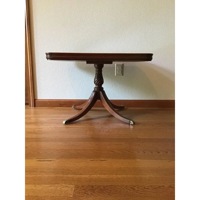 Vintage Solid Mahogany with Glass Top Tray Side Table, Jeffersonian Group For Sale - Image 6 of 10