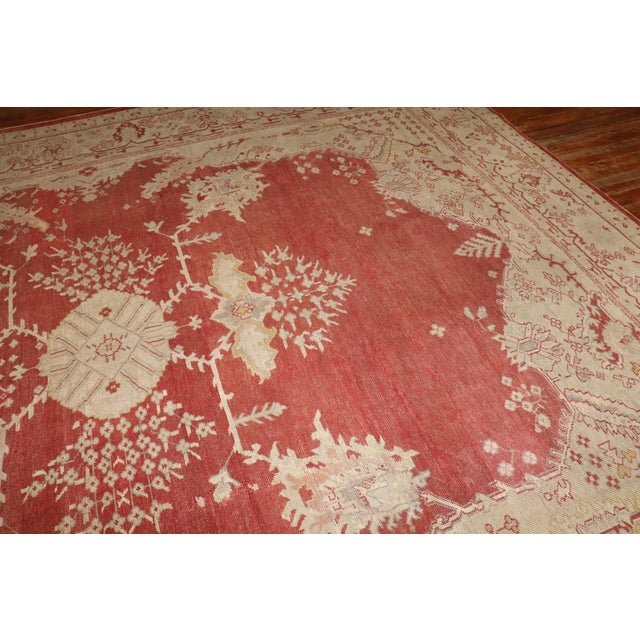 Antique Large Red Oushak Square Rug, 12'4'' X 14'1'' For Sale - Image 12 of 12