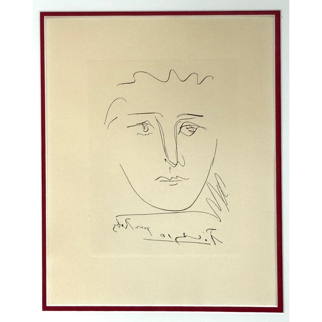 "Pour Roby (L’Age de Soleil) authenticated original etching by Pablo Picasso (1881-1973). Depicts an abstract portrait of...