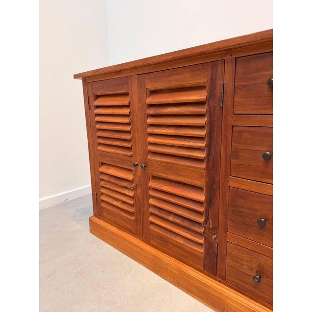 Teak Sideboard with Louvered Doors For Sale - Image 3 of 13