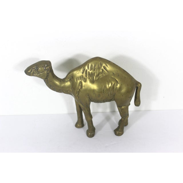 Large 1980s Solid Brass Camel Vintage Brass With Patina For Sale - Image 6 of 10