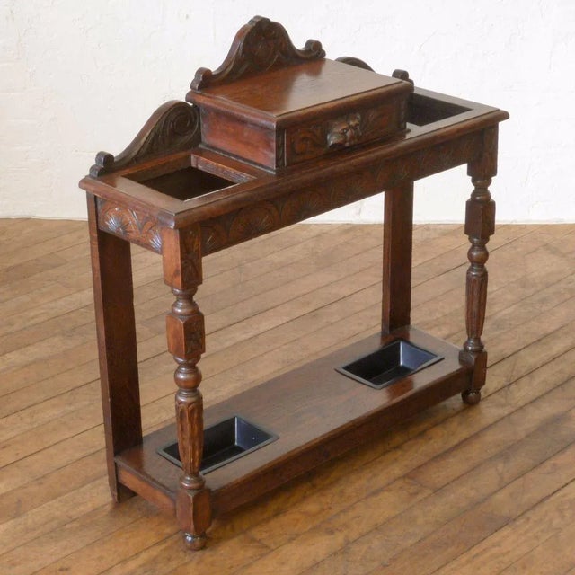 Brown Victorian Oak Umbrella Stand, 1880s For Sale - Image 8 of 11