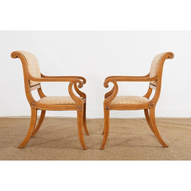 Khaki Set of Eight English Regency Style Dining Armchairs For Sale - Image 8 of 13