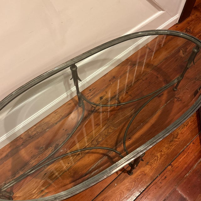 Vintage Heavy Hand Forged Metal and Glass Coffee Table in the Style of Dennis and Leen For Sale - Image 11 of 12