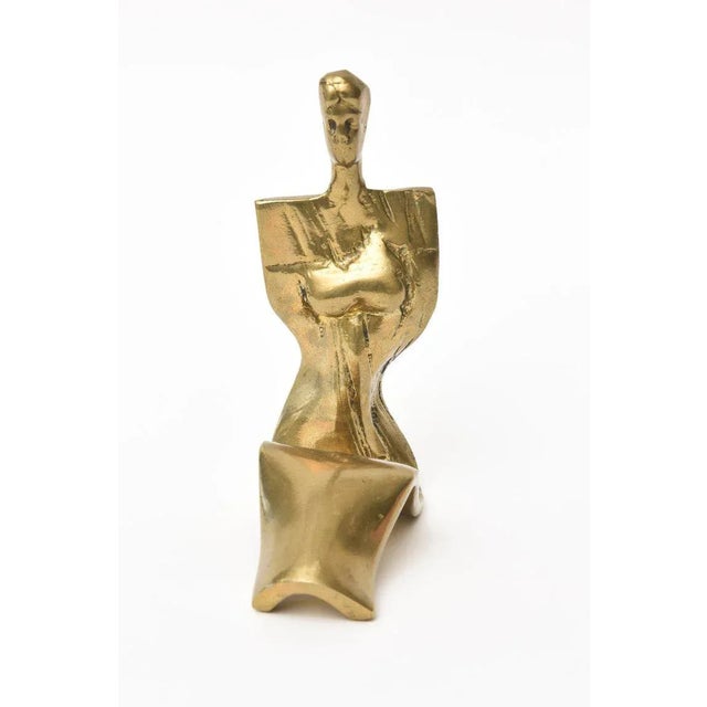 Vintage Abstract Brass Sculpture of a Seated Woman 70's For Sale In Miami - Image 6 of 11